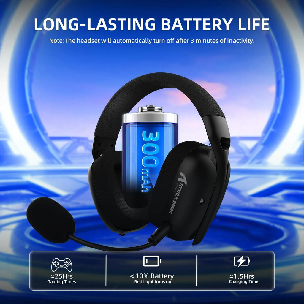 ATTACK SHARK L80PRO Wireless Gaming Headset Lightseed Tech- Built-in&Detachable Dual Microphone-Lightweight Headphone-Tri-Mode