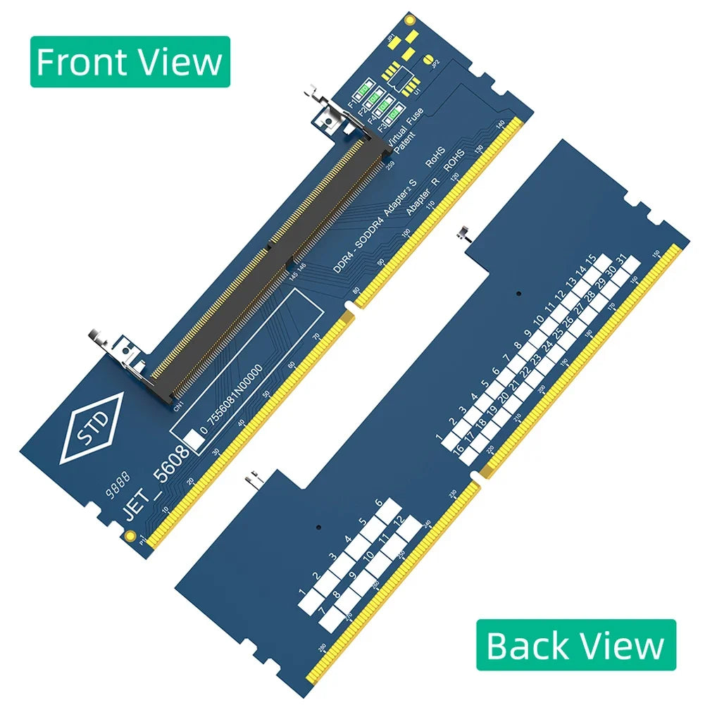 1PC Card Hard Drive Converter Laptop SO DDR4 RAM To Desktop DDR4 Adapter Card Memory Tester SO DIMM 4 To DDR4 Converter Adapter
