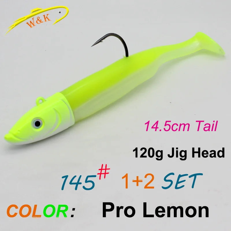 Soft Bait KIT with 120g JIG 14.5cm Paddle Tail for Rock Fish Cod Pollock Trolling Fishing Lures 7.3inch 150g Boat Fishing Vinyl - Fishing Tackle from Linloft.