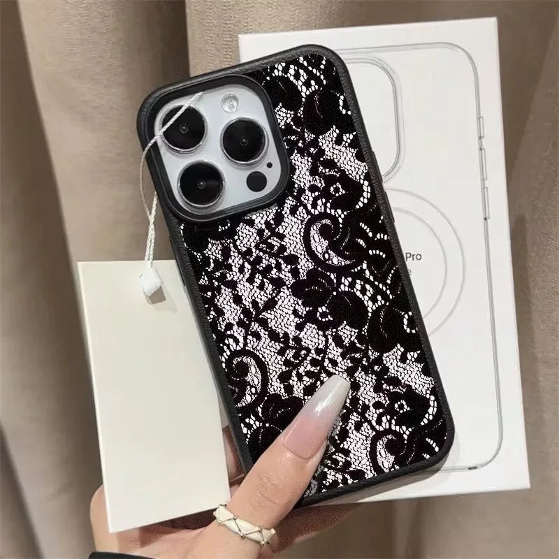 Black Lace Floral iPhone Case - Electronics & Accessories from Linloft.