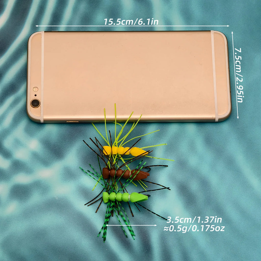 ANFS 3pcs Hand Tied Fly Fishing, Dry Fly Bait Realistic Grass Hopper Bait for Trout, Pike & Bass,Fly Fishing Hook