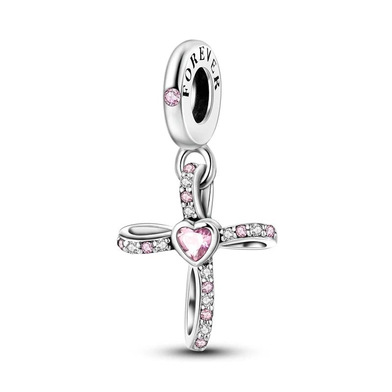 MULA Pink 925 Sterling Silver Charms Pendant Perfume Dreamcatcher Heart Love Beaded Fit Original Bracelet Women DIY Jewelry Gift - Bracelets from Linloft.