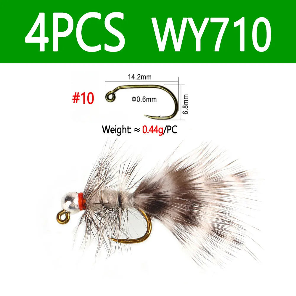 4~6pcs #10 #12 Fast Sinking Tungsten Barbless Jig Woolly Bugger Streamer Barbed Bugger Tan Jig Nymph Fly Trout Bass Fishing Lure - Fishing Tackle from Linloft.