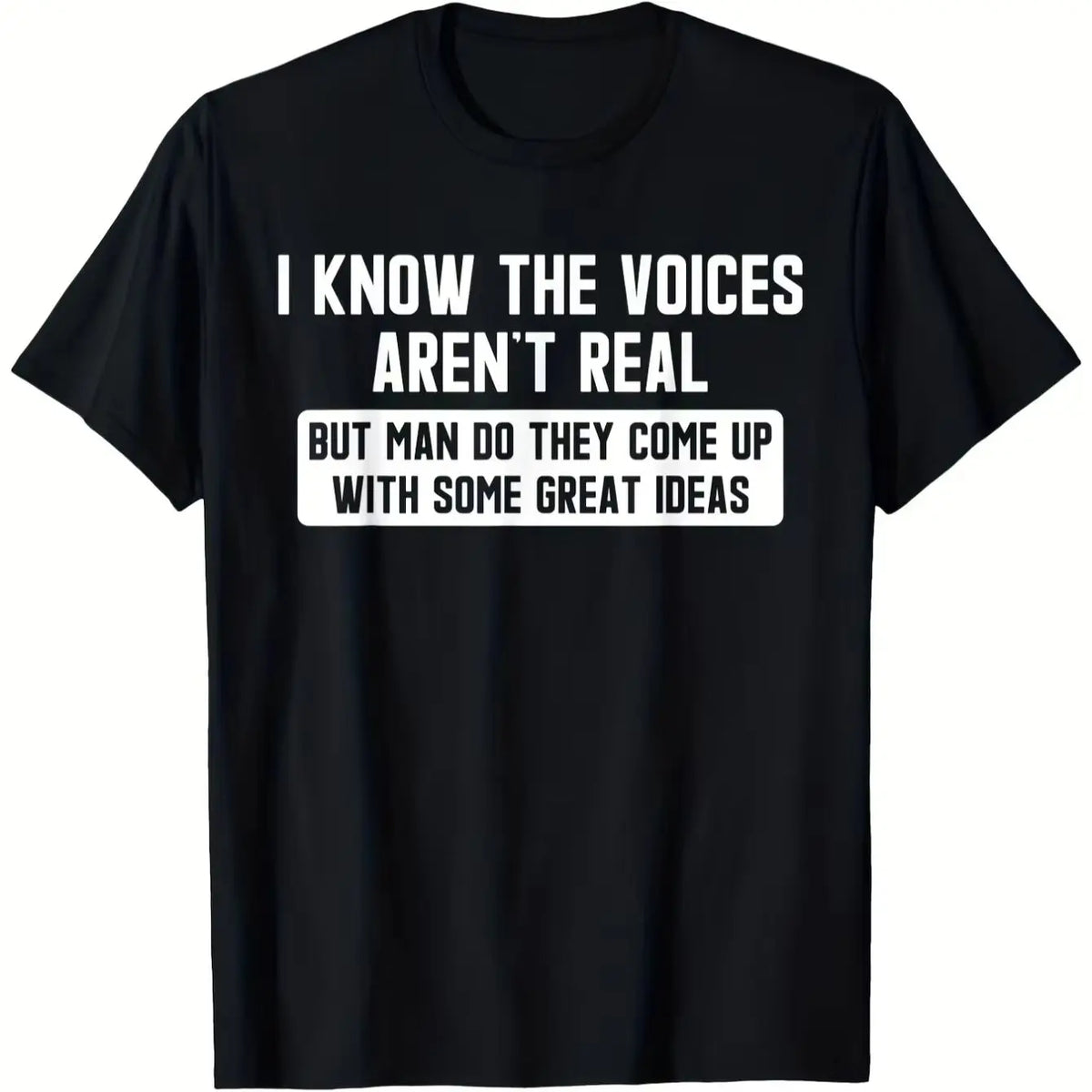 Plus Size - I Understand Those Voices Don'T Actually Exist. Humorous T-Shirt, Featuring a Retro, Quirky Humor Style, Printed with Slogans about Mental Health Issues. Suitable for Casual And Outdoor Wear, Available in Larger S - T-Shirts from Linloft.