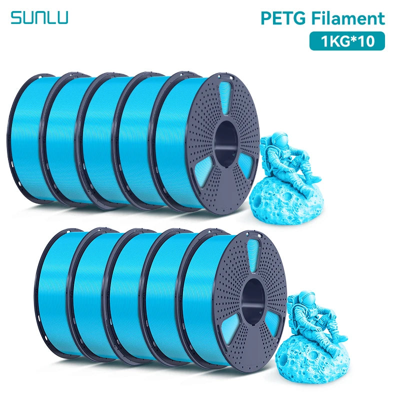 SUNLU PETG Filament 10KG 1.75MM 22LBS No Bubble Odorless Arrange Neatly Good Toughness BIodegradable High Transparency - 3D Printing Accessories from Linloft.