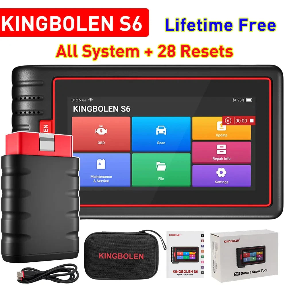 KINGBOLEN S6 CAN FD All System Bluetooth Car Diagnostic Tools Auto OBD Scanner 28 Resets Lifetime Free Update Support TPMS