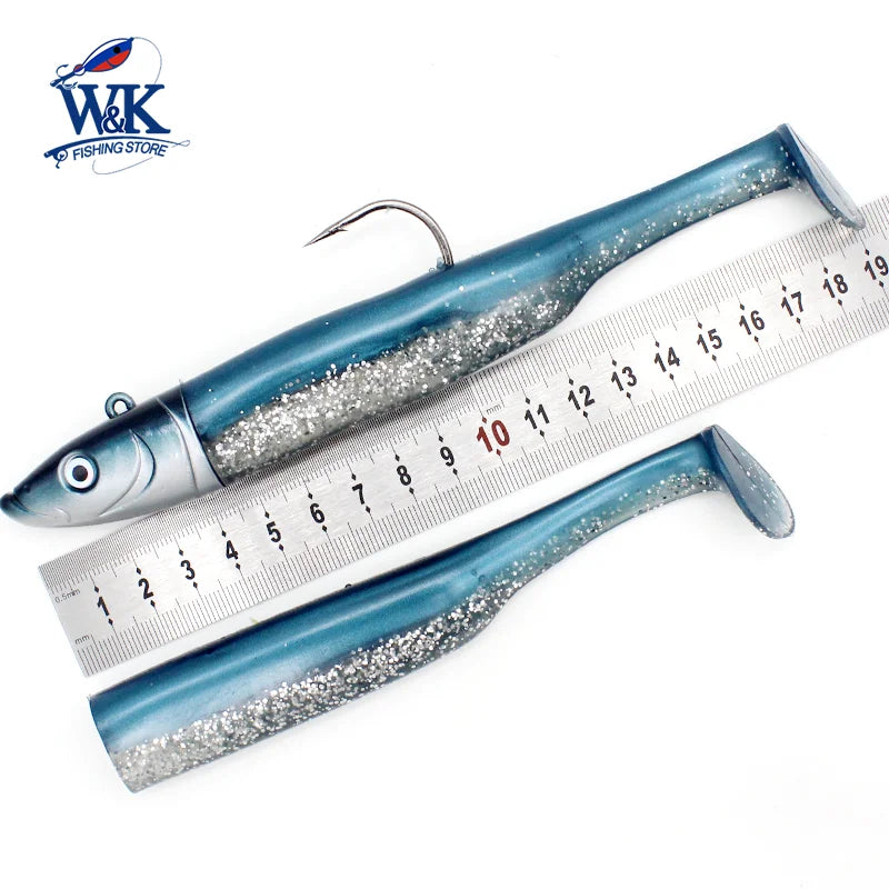 Soft Bait KIT with 120g JIG 14.5cm Paddle Tail for Rock Fish Cod Pollock Trolling Fishing Lures 7.3inch 150g Boat Fishing Vinyl