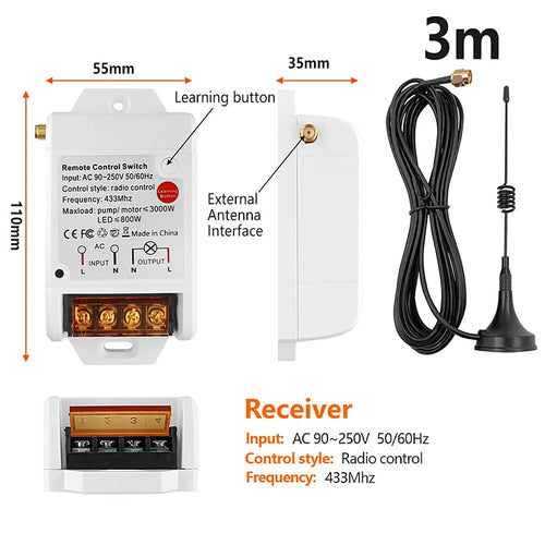 433MHz Wireless Remote Relay Switch, 30A - Electronics & Accessories from Linloft.