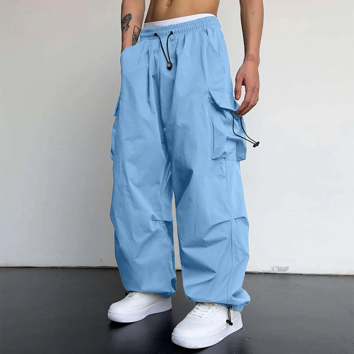 Harajuku Oversized Cargo Parachute Pants For Men Y2k Hip Hop Wide Leg Pants Joggers Streetwear Vintage Baggy Casual Sweatpants - Apparel & Accessories from Linloft.