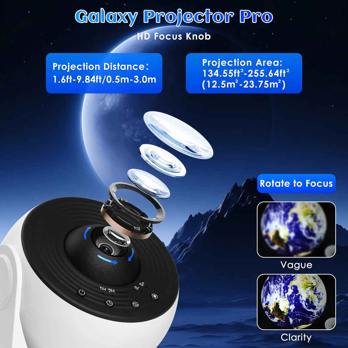 Galaxy Projector for Bedroom Pro Version HD 12 in 1 Film Discs Star Projector Galaxy Light Planetarium Projector with Timer White Noise 360 ° Rotation Bluetooth Remote Control - Home Lighting from Linloft.