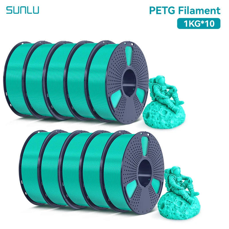 SUNLU PETG Filament 10KG 1.75MM 22LBS No Bubble Odorless Arrange Neatly Good Toughness BIodegradable High Transparency - 3D Printing Accessories from Linloft.