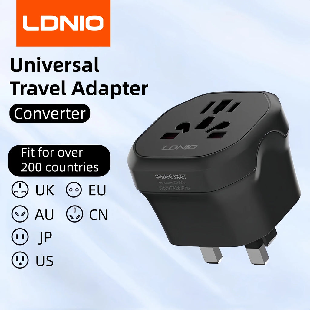 LDNIO UK EU US AU All In One Worldwide Power Socket Travel Converter Universal Travel Adapter 2500W Multi Plug Australian CN KR - Electronics & Accessories from Linloft.
