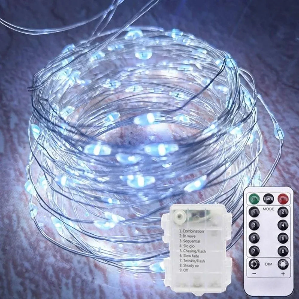 Festoon LED Fairy Silver Copper Wire String Light Battery Box with Remote Wedding Party Christmas Garland Light Home Decoration
