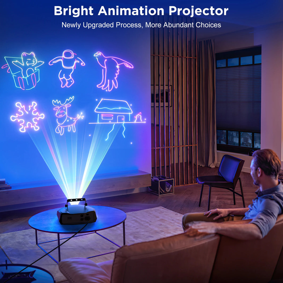 U'King 100W Animation DJ LS Light RGB DJ Disco Party Light 3D Animation LS Projector DMX Control for Christmas Halloween