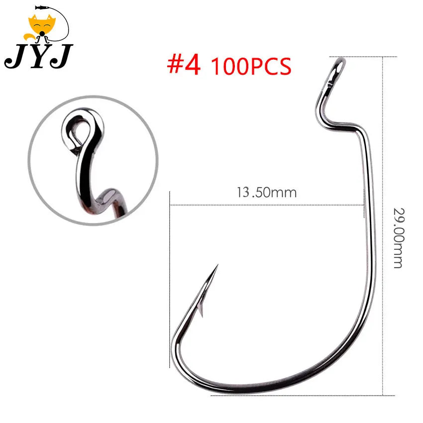 High-Carbon Offset Worm Hooks, 100-Pack - Fishing Hooks from Linloft.