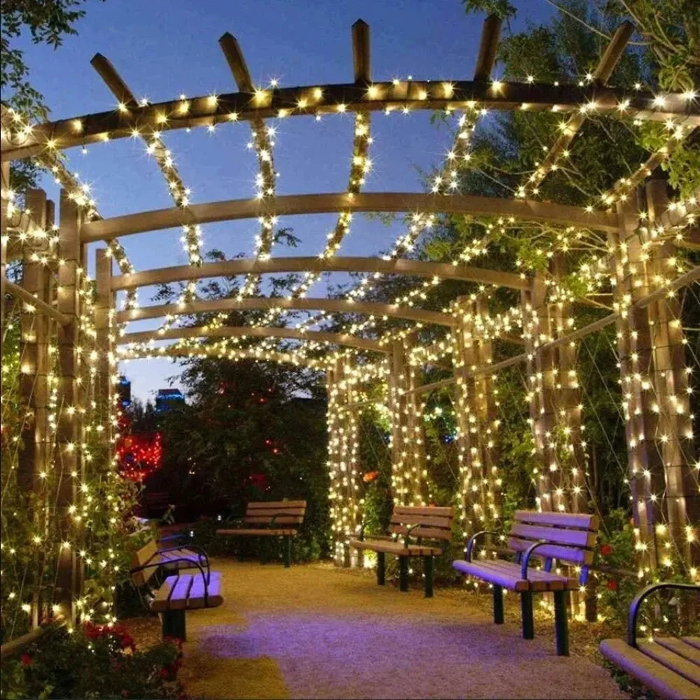 8Colors Outdoor Solar Light Garden Warm/Purple/RGB LED Strip String Fairy Lights Solar Lamp Waterproof Garland Christmas Decor - String Lights from Linloft.