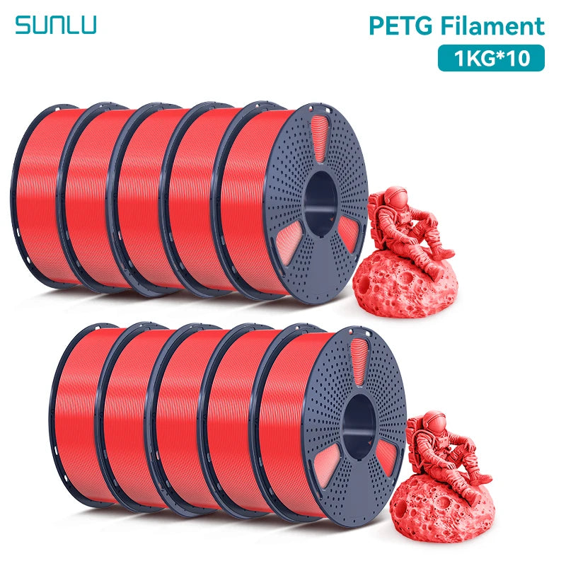 SUNLU PETG Filament 10KG 1.75MM 22LBS No Bubble Odorless Arrange Neatly Good Toughness BIodegradable High Transparency - 3D Printing Accessories from Linloft.