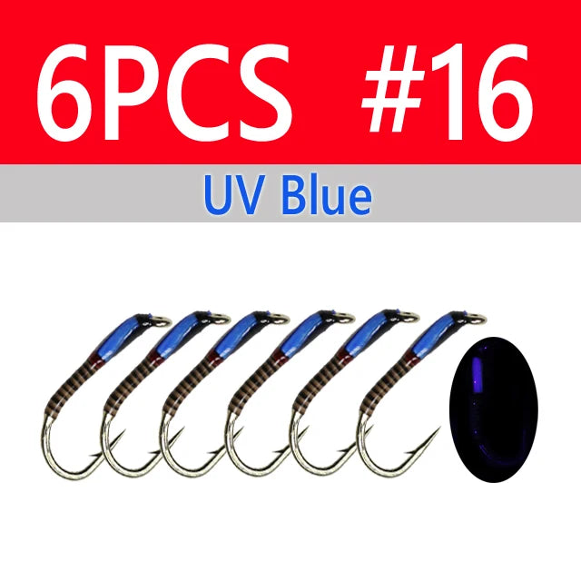 UV Glow Buzzer Nymph Flies, 6-Pack - Fishing Tackle from Linloft.