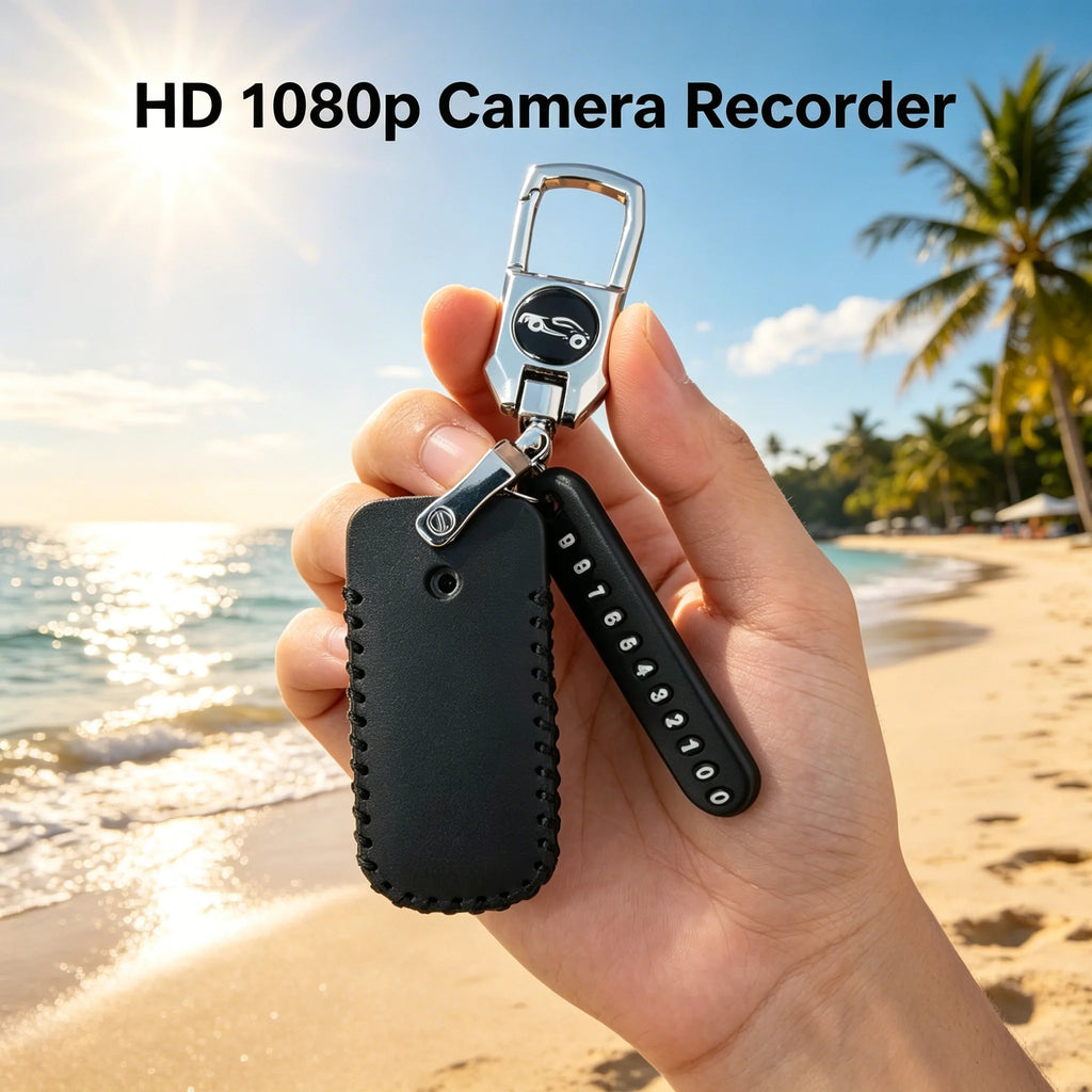 1080P Mini Thumb Cam with Keychain Leather Cover, HD Body Recorder, Long Standby, Memory Card Supported, Non-WiFi Design