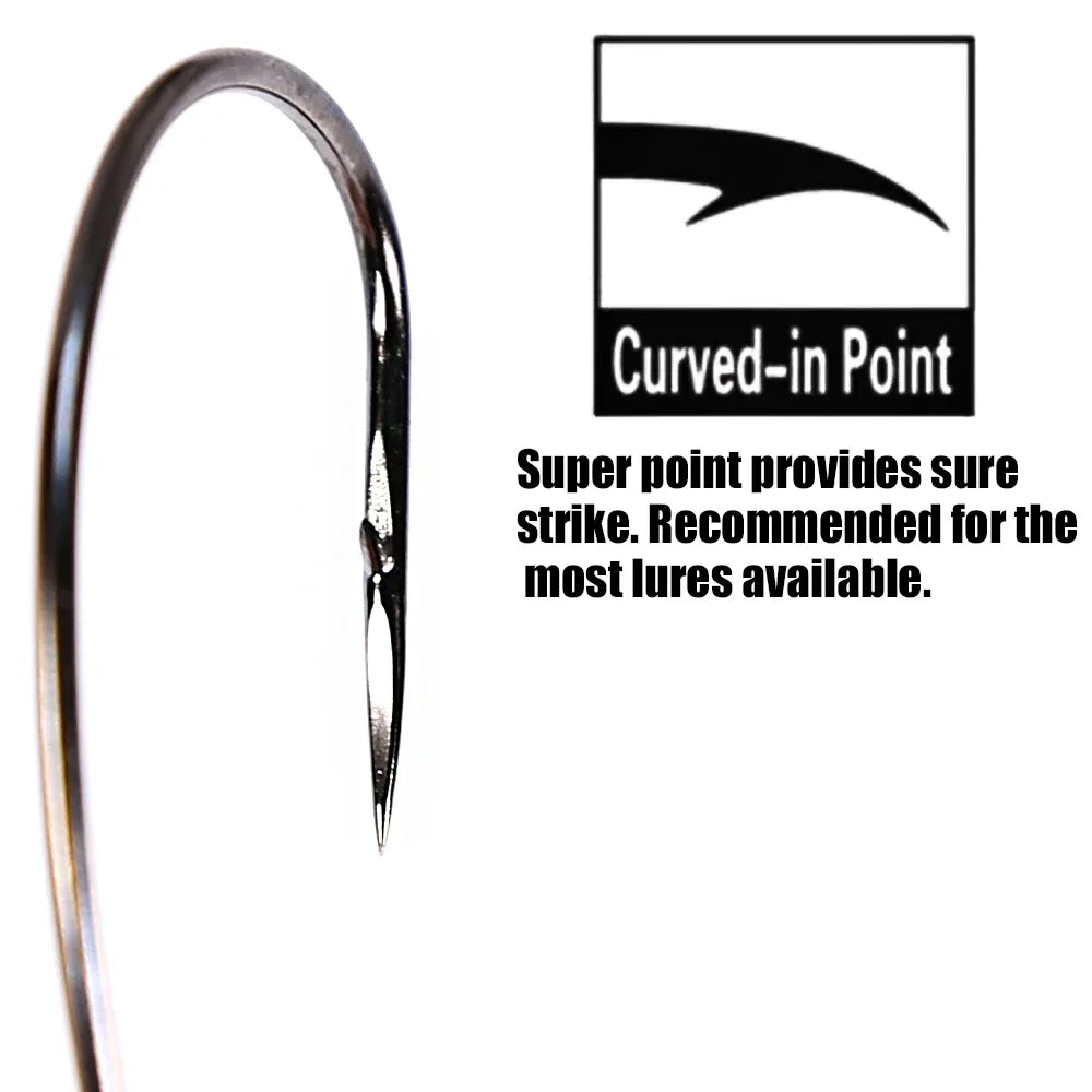 B&U Thin Wire Offset EWG Worm Hook with Big Rings Carbon Steel Crank Hooks Fishing Accessories for Soft Lure Tackle 12pcs