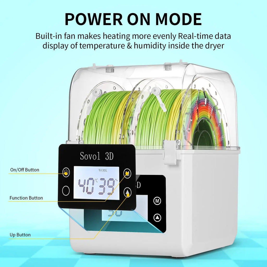Sovol 2 Rolls Filament Dehydrator Spool Holder Filaments Dry Box for 1.75mm, 2.85mm ABS PLA PETG TPU FDM Material 3D Printer - 3D Printing Accessories from Linloft.