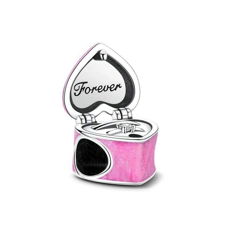 MULA Pink 925 Sterling Silver Charms Pendant Perfume Dreamcatcher Heart Love Beaded Fit Original Bracelet Women DIY Jewelry Gift - Bracelets from Linloft.