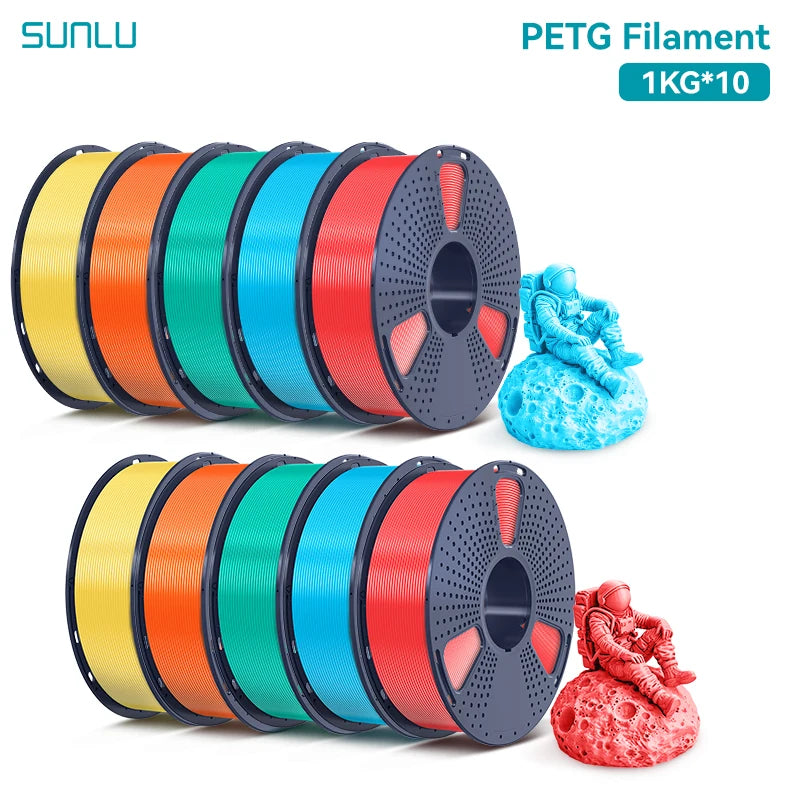 SUNLU PETG Filament 10KG 1.75MM 22LBS No Bubble Odorless Arrange Neatly Good Toughness BIodegradable High Transparency - 3D Printing Accessories from Linloft.