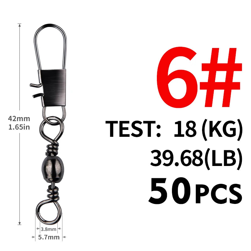 Stainless Steel Rolling Swivels with Snap, 50-Pack
