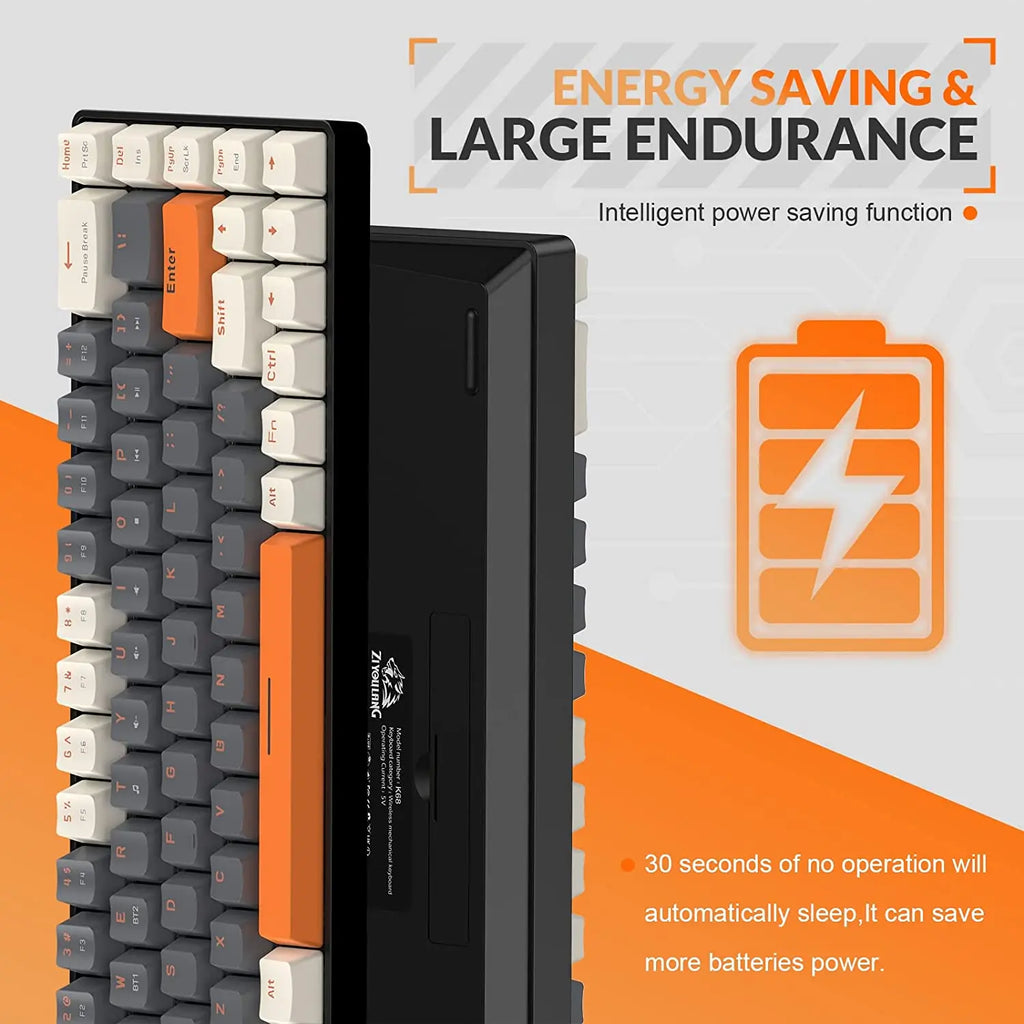 RK68 60% Wireless Mechanical Keyboard, Bluetooth 5.0/2.4GHz with Dual Mode 2-in-1 Receiver, 68-Key Hot-Swappable Gaming Keyboard - Electronics & Accessories from Linloft.