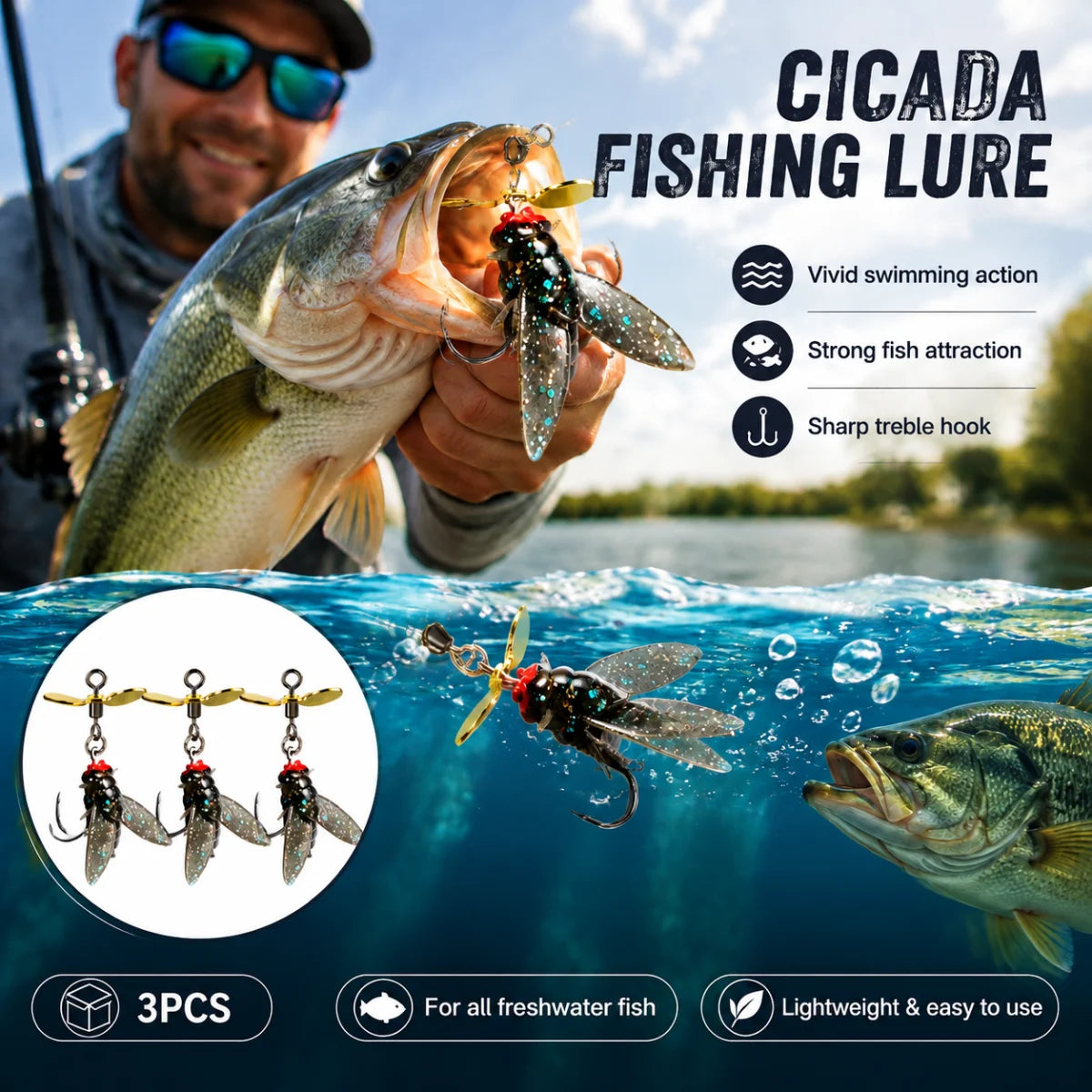 3pcs Silicone Fly Soft Bait with Propeller, Realistic Bionic Lure Soft Bait Fishing Accessory