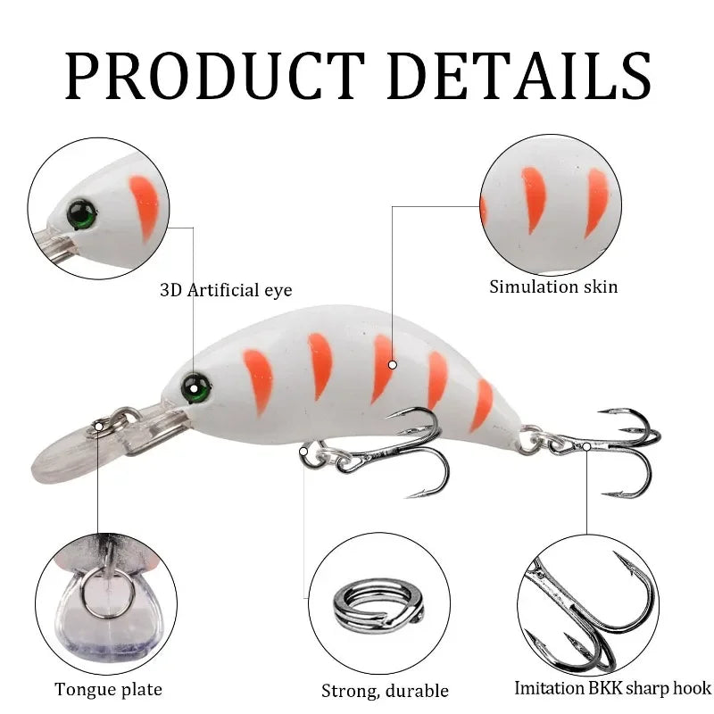 1Pcs Minnow Fishing Lures 4g 5cm Wobbler Slow Sinking Artificial Plastic Hard Bait Crankbait for Bass Pike Pesca Fishing Tackle