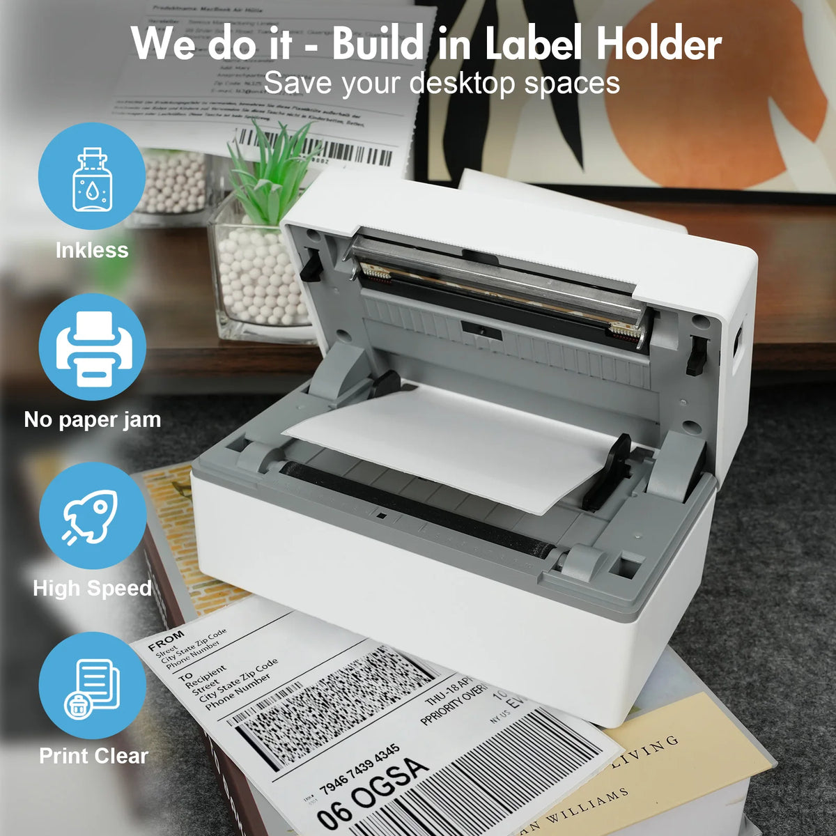 Portable Bluetooth Thermal Label Printer, 4x6 - Electronics & Accessories from Linloft.