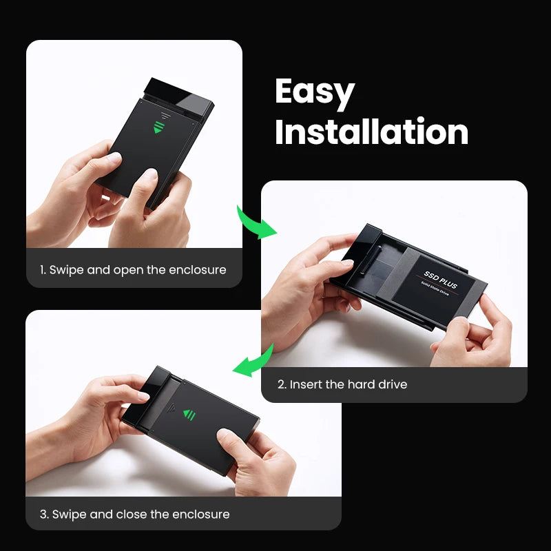 UGREEN HDD Case 2.5" Hard Drive Enclosure USB Type C SATA 5Gbps for SSD HDD 9.5 7mm External Hard Drive Disk Case Support UASP