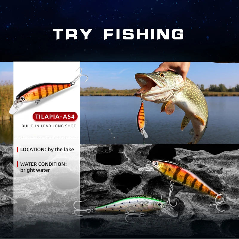 ASINIA-JACK Minnow Fishing Lures, 65mm, 6g Floating Swimming, High Quality Hard Baits, Noise System, Wobblers for Bass and Pike - Fishing Tackle from Linloft.