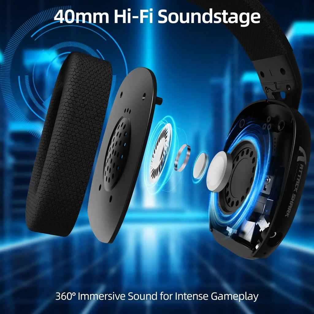 ATTACK SHARK L80PRO Wireless Gaming Headset Lightseed Tech- Built-in&Detachable Dual Microphone-Lightweight Headphone-Tri-Mode
