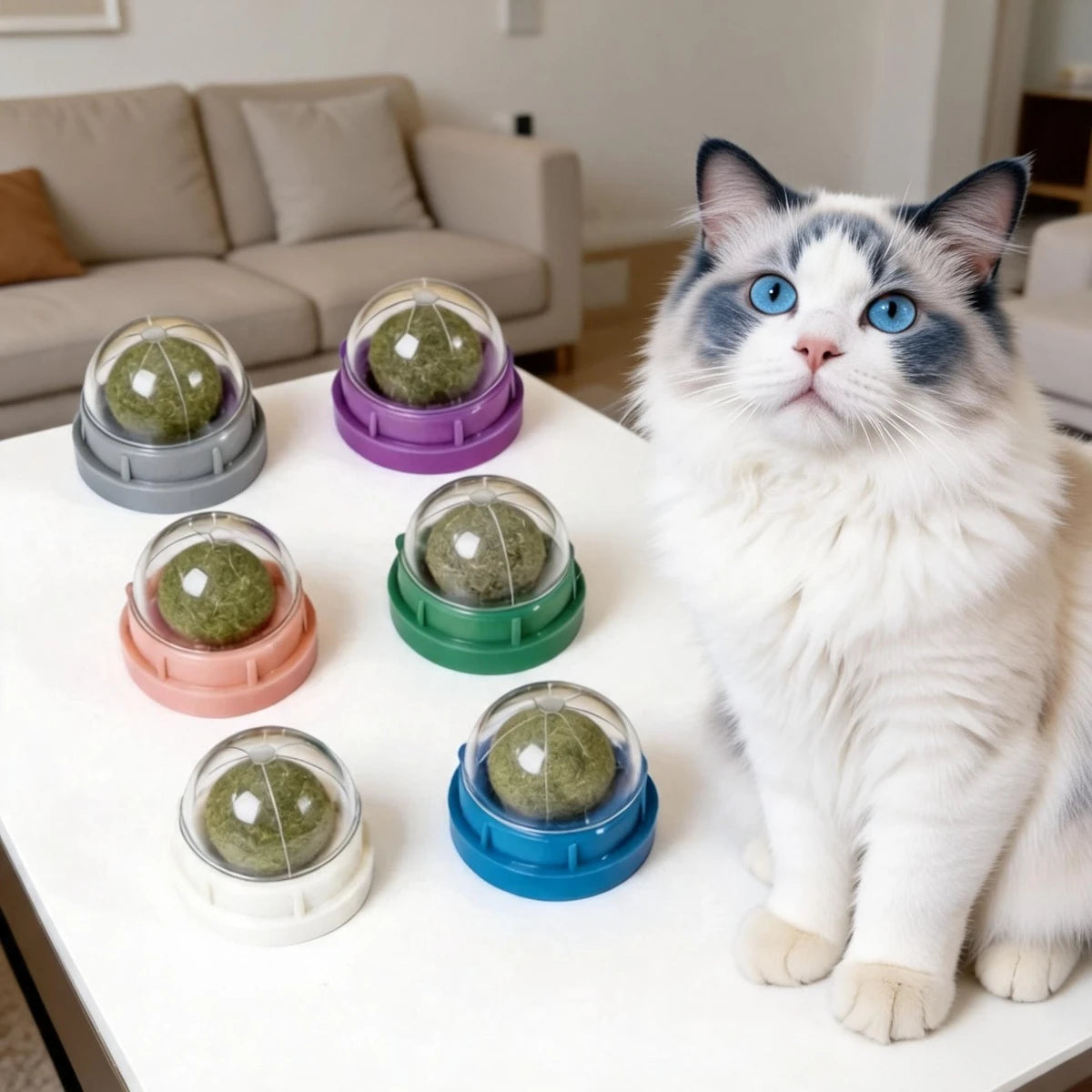 2/4/6pcs Catnip Ball Cat Catnip Wall Stick-on Ball Toy Healthy Natural Cleansing Cat's Intestinal Pet Cat Grass Catnip Snack - Pet Supplies from Linloft.