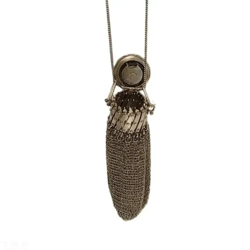 Vintage Double Mesh Metal Coin Purse, 1920s English Style Handmade Chain Nail Storage Pouch for Coin Collection - Bags & Cases from Linloft.