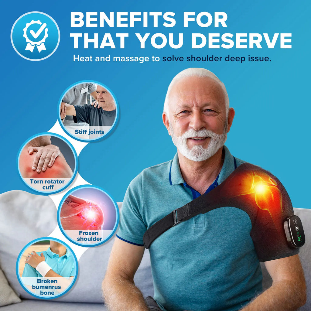 Adjustable Electric Heating Shoulder Massage Belt with LED Hot Compress Back Support Shawl for Relaxation