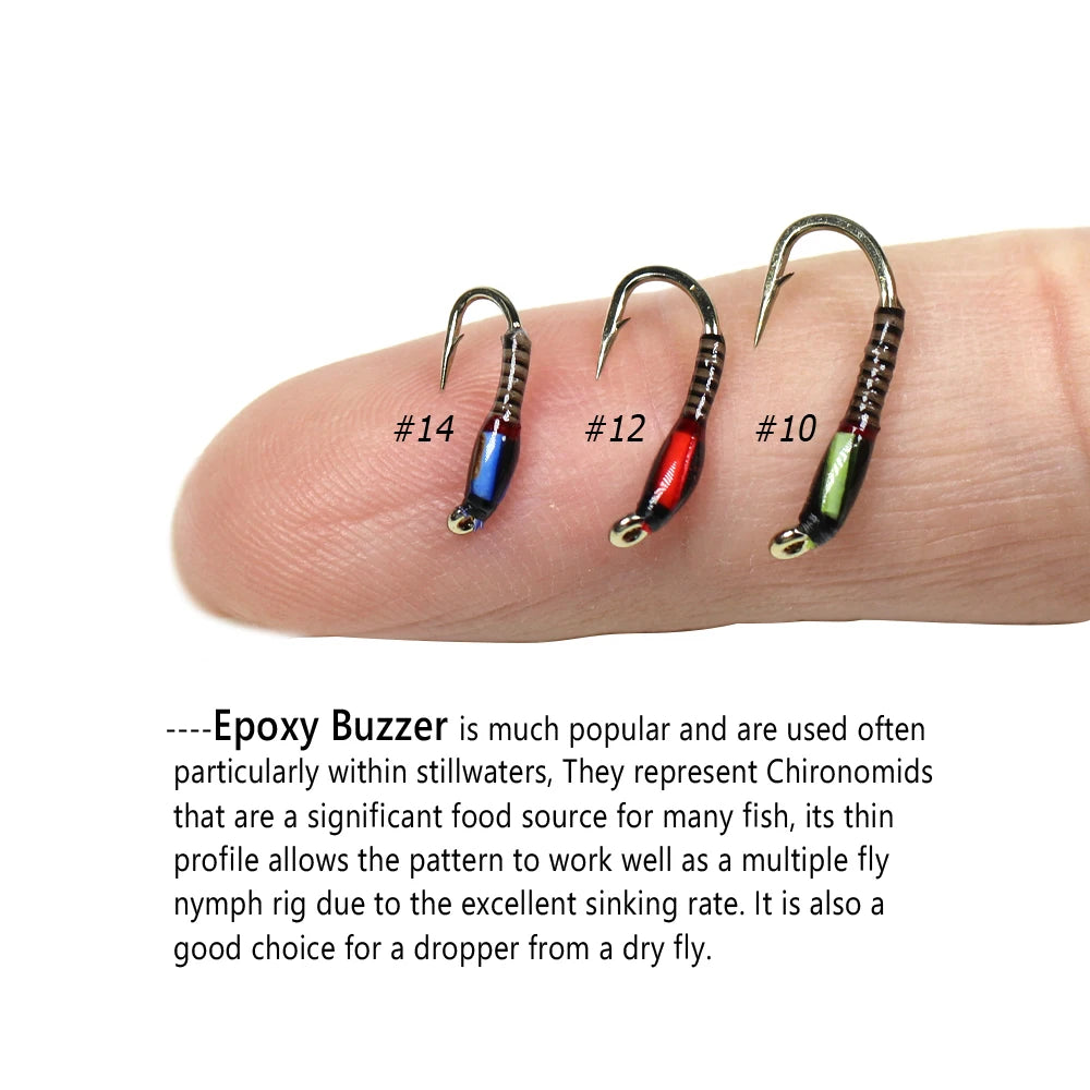 Wifreo 6PCS UV Glow Epoxy Buzzer Midge Nymph Fly Fluorescent Peacock Quill Nymph Trout Perch Grayling Fishing Lures Bait #10~#16 - Fishing Tackle from Linloft.