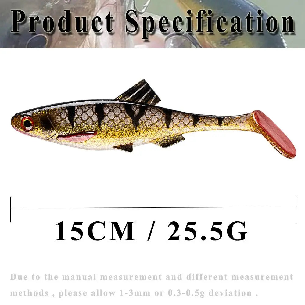 Colorful 15CM Soft Fishing Lures 3D Eyes Artificial Fish Artificial Swimbait T Tail Silicone Artificial Bait Out Fishing