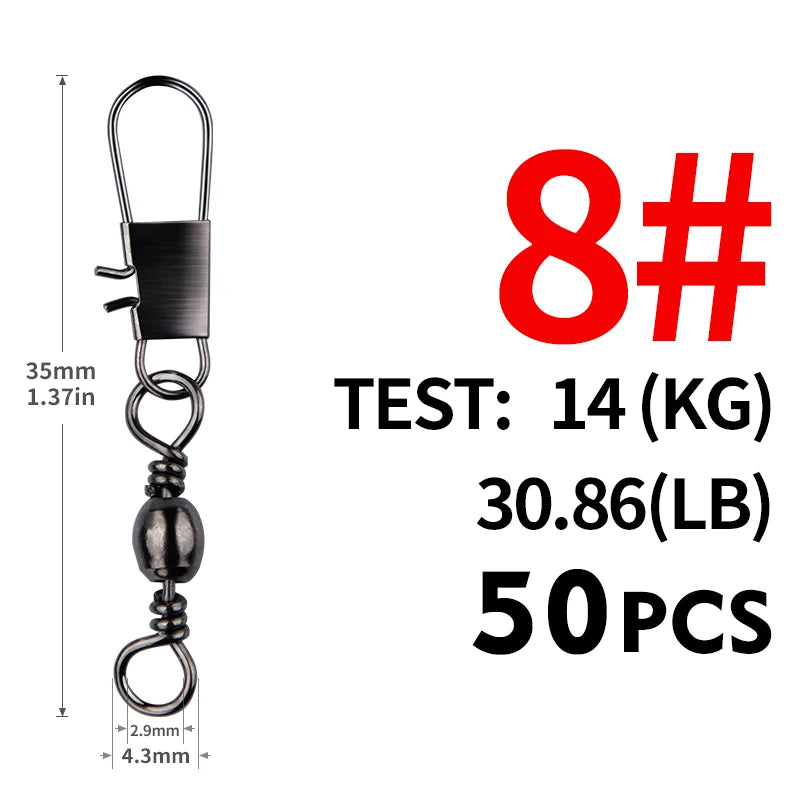 Stainless Steel Rolling Swivels with Snap, 50-Pack - Fishing Tackle from Linloft.