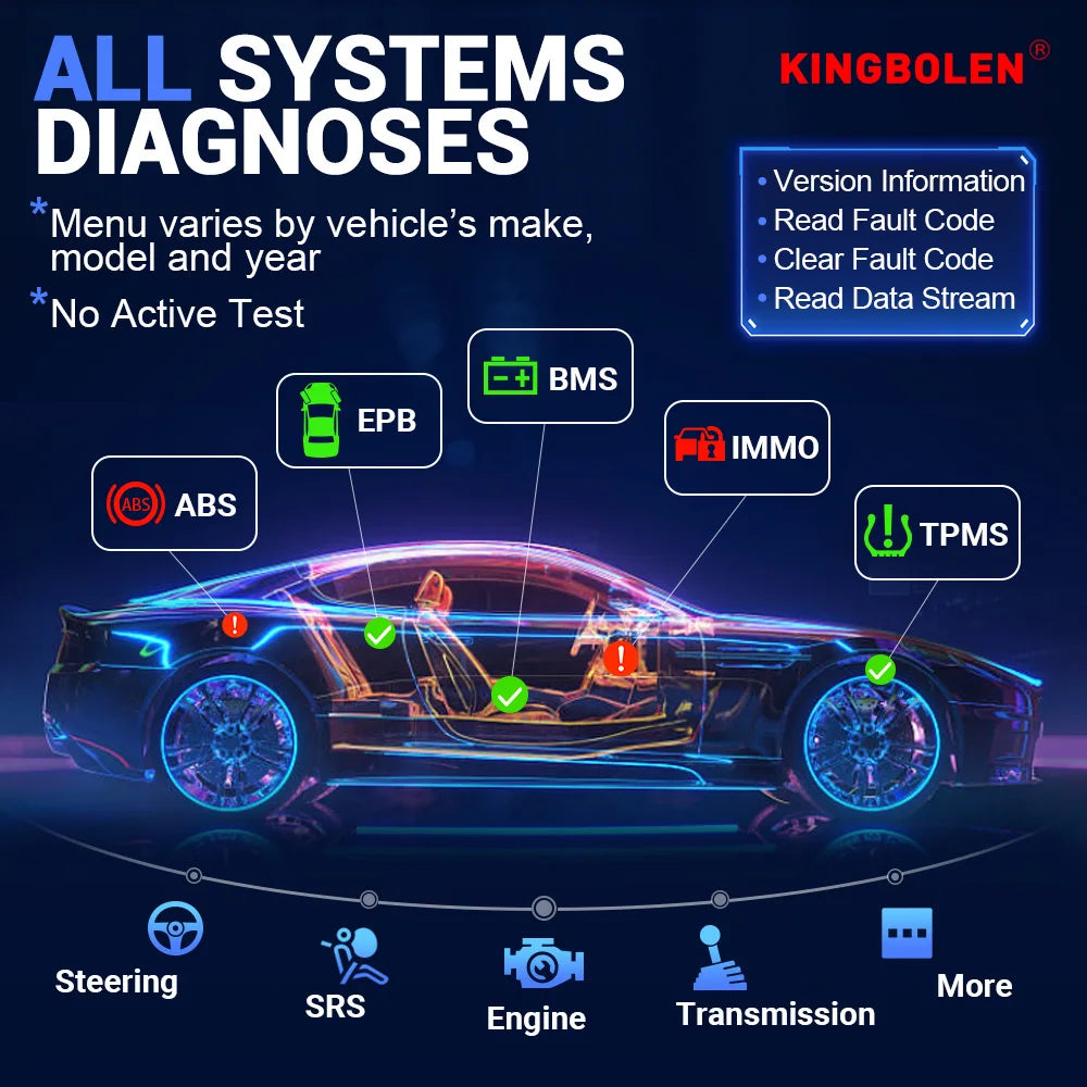 KINGBOLEN S6 CAN FD All System Bluetooth Car Diagnostic Tools Auto OBD Scanner 28 Resets Lifetime Free Update Support TPMS