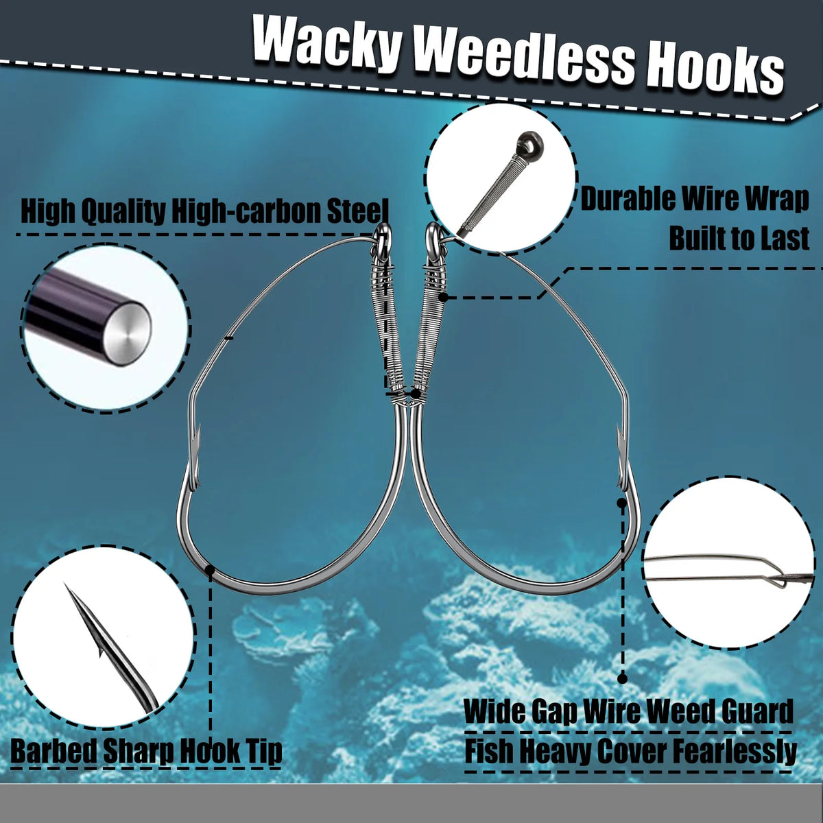 Weedless Drop Shot Hooks - Fishing Hooks from Linloft.