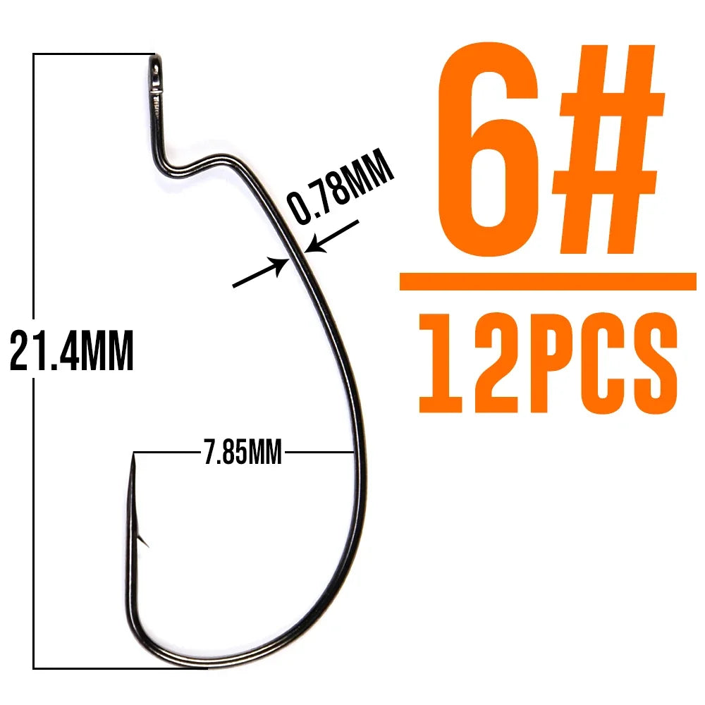 Thin Wire EWG Worm Hooks, 12-Pack - Fishing Hooks from Linloft.
