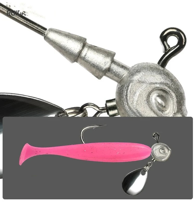 Fishing Jig Head Hook with Spinner Rotation Spoons Lure 4X Quick Penetration Strengthen Worm Hooks 3.5g 10g Lot 5 Pieces SALE