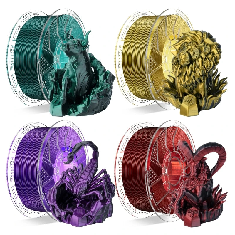 Conjure Silk PLA Rainbow Matte Multi-Color 1.75mm Dual/Tri Colors Fast Filament Plastic 1KG For 3D Printer Materials - 3D Printing Accessories from Linloft.