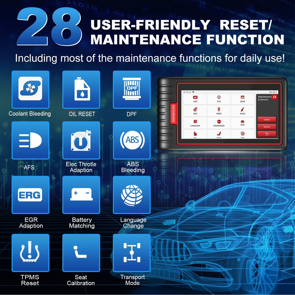 KINGBOLEN S6 CAN FD All System Bluetooth Car Diagnostic Tools Auto OBD Scanner 28 Resets Lifetime Free Update Support TPMS