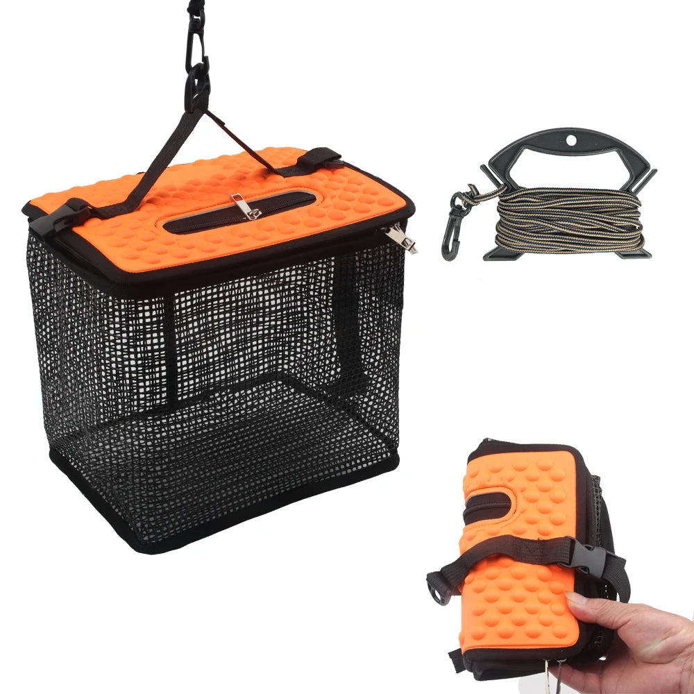 Collapsible Floating Fish and Bait Basket
