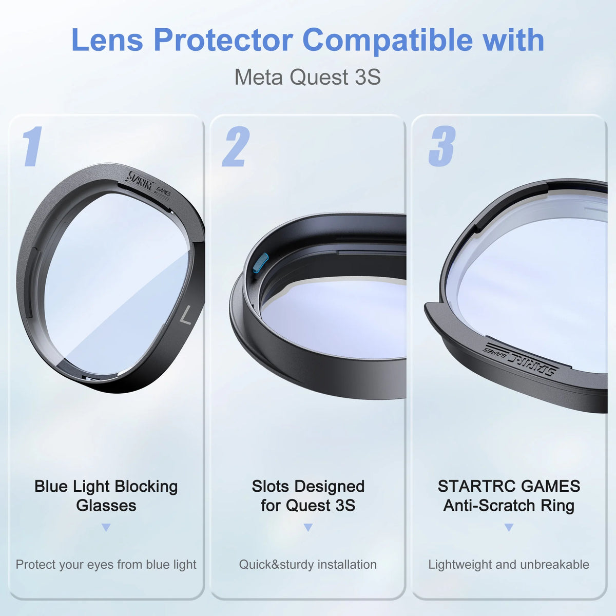 STARTRC Lens Protector Set Compatible with Meta Quest 3S Accessories, Soft Lens Protector Cover, Glasses Spacer with Blue Light Blocking Glasses for Oculus Quest 3S/Quest 2 (Not Fit for Quest 3) - Camera & Optic Accessories from Linloft.