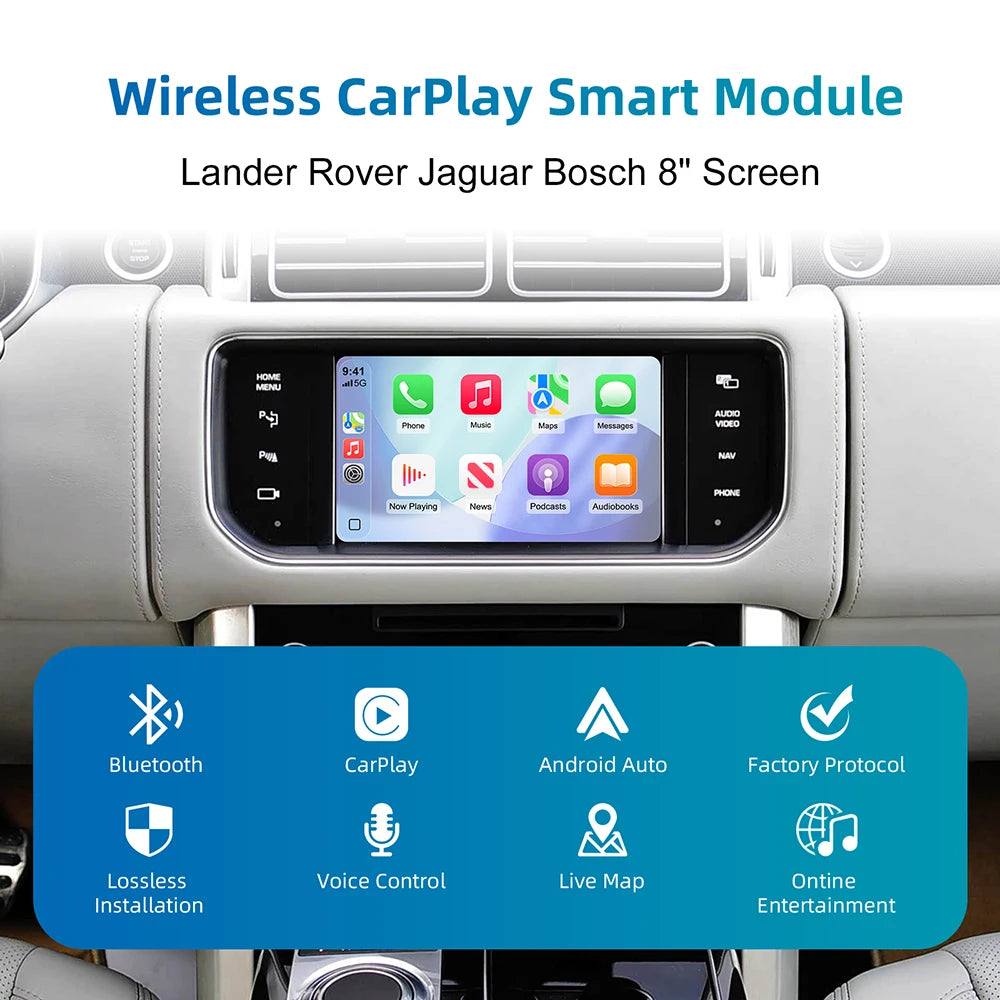 ANYFAR Wireless Carplay Android Auto Fits For Land Rover Jaguar Bosch Discovery4 Evoque Freelander2 XE XF XJL Decorder